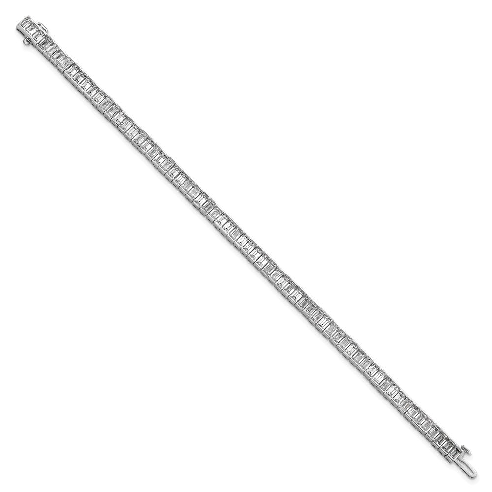 14K White Gold 10 Carat Certified Lab Grown Diamond Vs+ F+ Emerald Bezel Set Tennis Bracelet