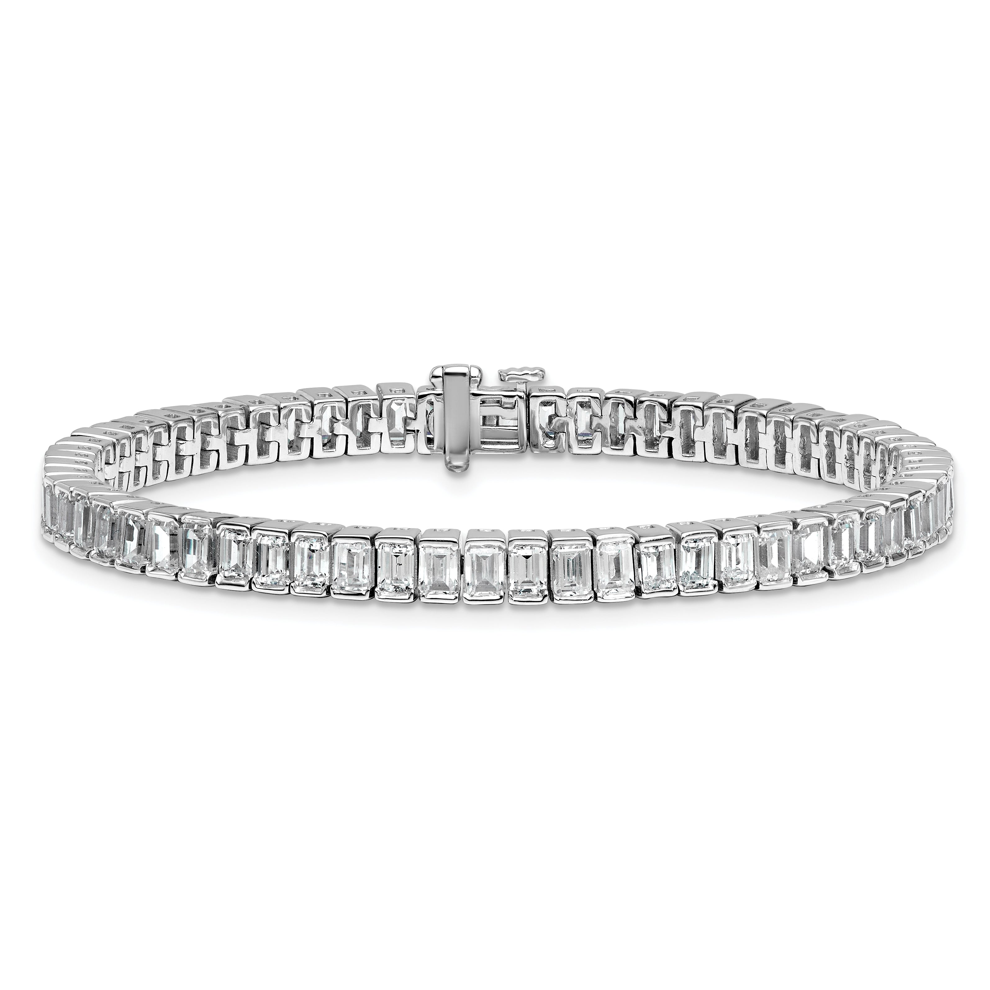 14K White Gold 10 Carat Certified Lab Grown Diamond Vs+ F+ Emerald Bezel Set Tennis Bracelet