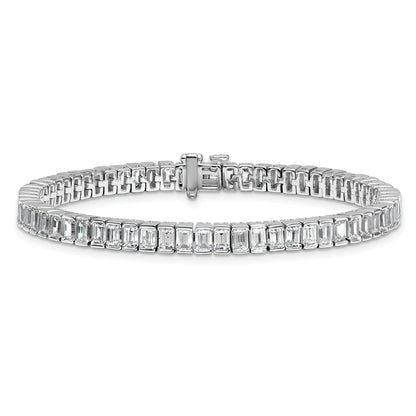 14K White Gold 10 Carat Certified Lab Grown Diamond Vs+ F+ Emerald Bezel Set Tennis Bracelet