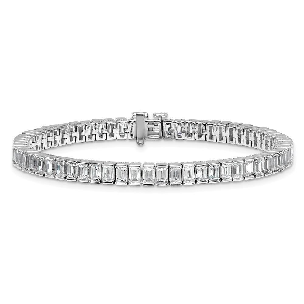14K White Gold 10 Carat Certified Lab Grown Diamond Vs+ F+ Emerald Bezel Set Tennis Bracelet