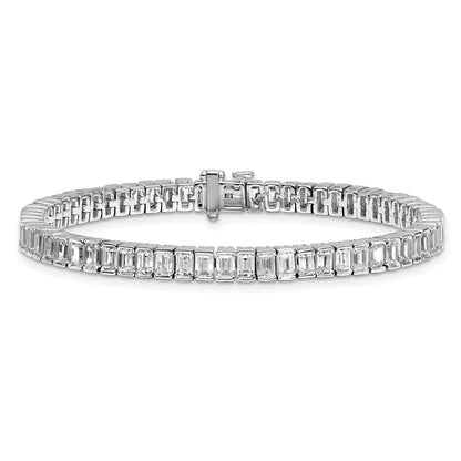 14K White Gold 10 Carat Certified Lab Grown Diamond Vs+ F+ Emerald Bezel Set Tennis Bracelet