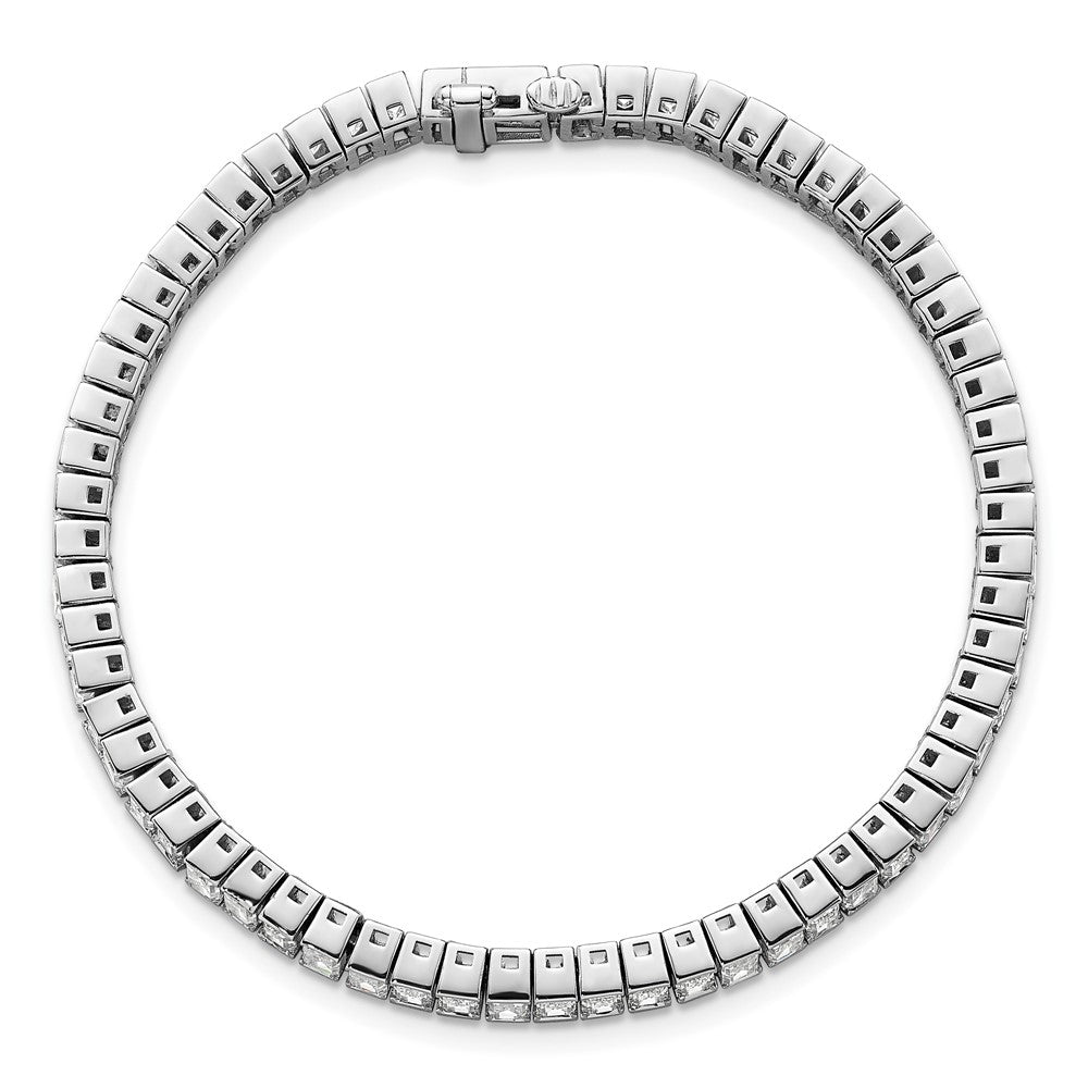 14K White Gold 10 Carat Lab Grown Diamond Vs+ F+ Emerald Bezel Set Tennis Bracelet