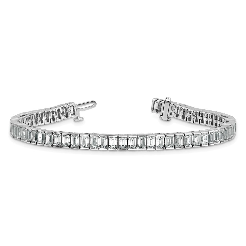 14K White Gold 10 Carat Certified Lab Grown Diamond Vs/Si+ G+ Emerald Bezel Set Tennis Bracelet