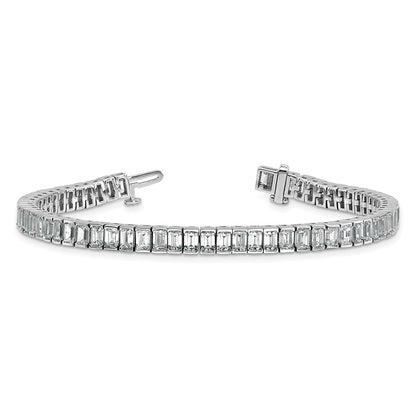 14K White Gold 10 Carat Certified Lab Grown Diamond Vs/Si+ G+ Emerald Bezel Set Tennis Bracelet