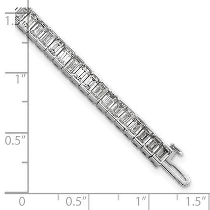 14K White Gold 10 Carat Certified Lab Grown Diamond Vs+ F+ Emerald Bezel Set Tennis Bracelet