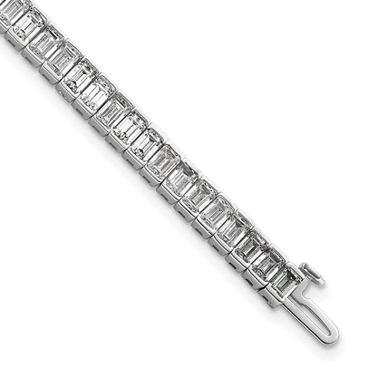14K White Gold 10 Carat Certified Lab Grown Diamond Vs/Si+ G+ Emerald Bezel Set Tennis Bracelet