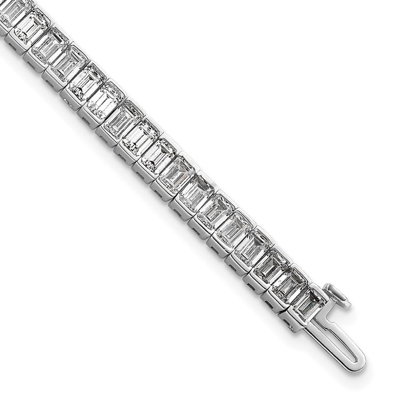 14K White Gold 10 Carat Certified Lab Grown Diamond Vs/Si+ G+ Emerald Bezel Set Tennis Bracelet