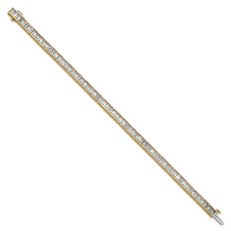 14K Yellow Gold 10 Carat Certified Lab Grown Diamond Vs+ F+ Emerald Bezel Set Tennis Bracelet