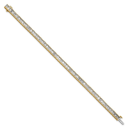 14K Yellow Gold 10 Carat Lab Grown Diamond Vs+ F+ Emerald Bezel Set Tennis Bracelet
