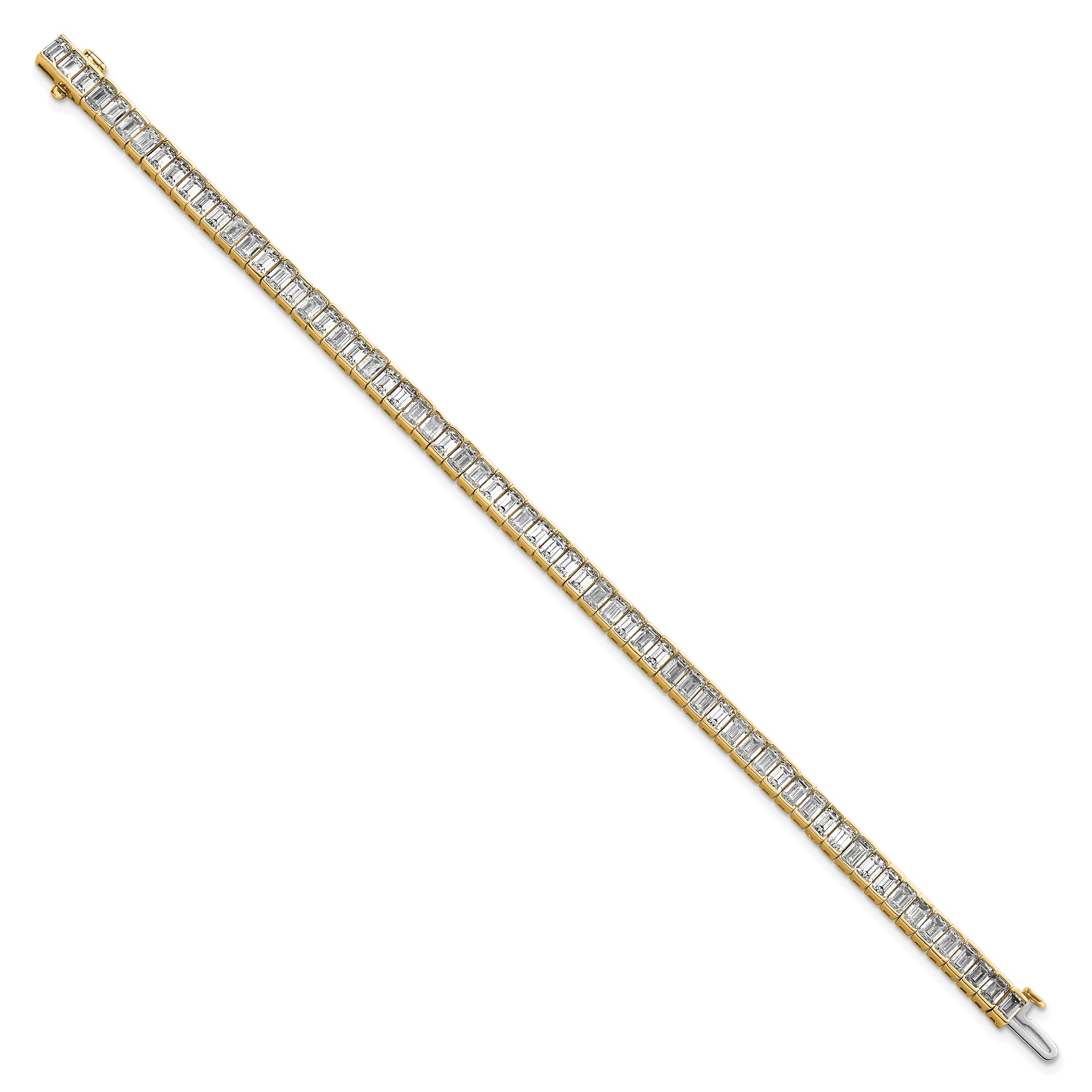 14K Yellow Gold 10 Carat Certified Lab Grown Diamond Vs/Si+ G+ Emerald Bezel Set Tennis Bracelet