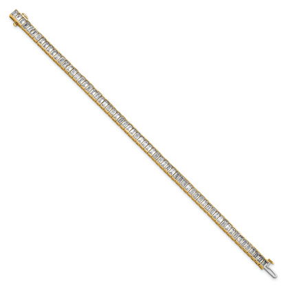 14K Yellow Gold 10 Carat Certified Lab Grown Diamond Vs/Si+ G+ Emerald Bezel Set Tennis Bracelet