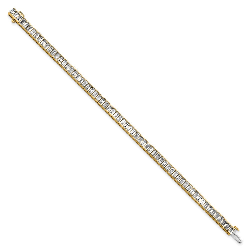 14K Yellow Gold 10 Carat Certified Lab Grown Diamond Vs/Si+ G+ Emerald Bezel Set Tennis Bracelet