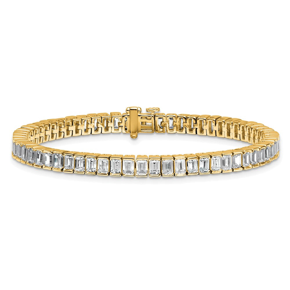 14K Yellow Gold 10 Carat Certified Lab Grown Diamond Vs/Si+ G+ Emerald Bezel Set Tennis Bracelet