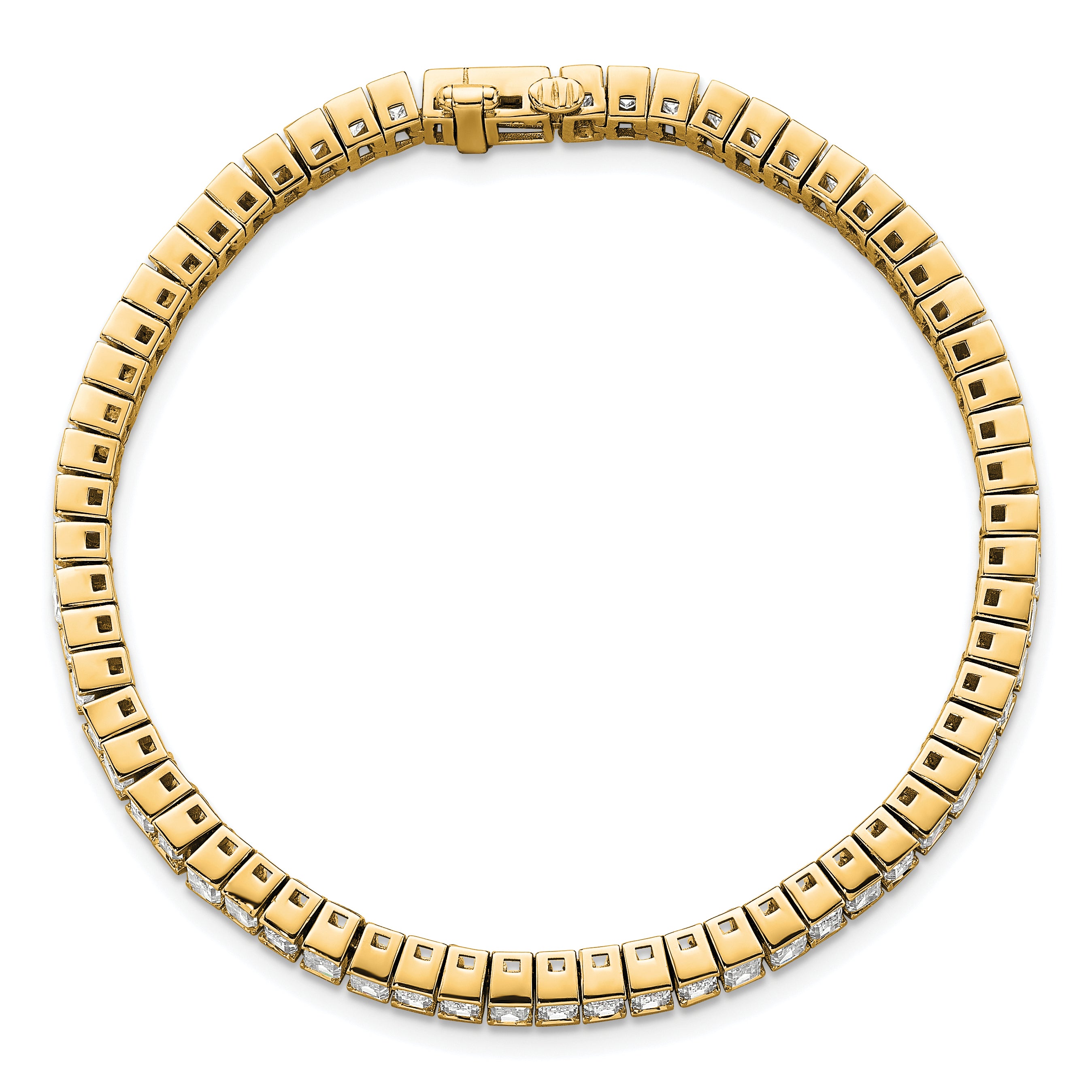 14K Yellow Gold 10 Carat Certified Lab Grown Diamond Vs/Si+ G+ Emerald Bezel Set Tennis Bracelet