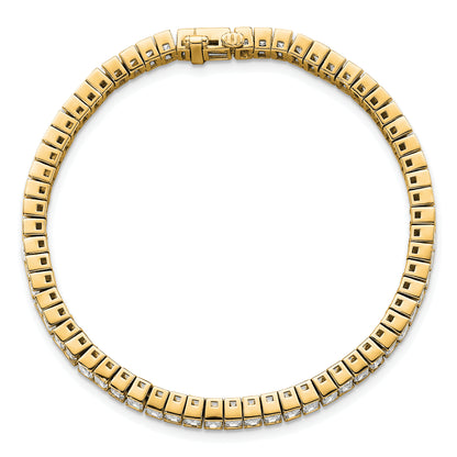 14K Yellow Gold 10 Carat Certified Lab Grown Diamond Vs/Si+ G+ Emerald Bezel Set Tennis Bracelet