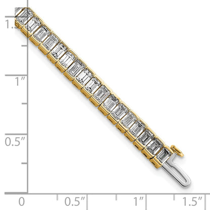 14K Yellow Gold 10 Carat Lab Grown Diamond Vs/Si+ G+ Emerald Bezel Set Tennis Bracelet