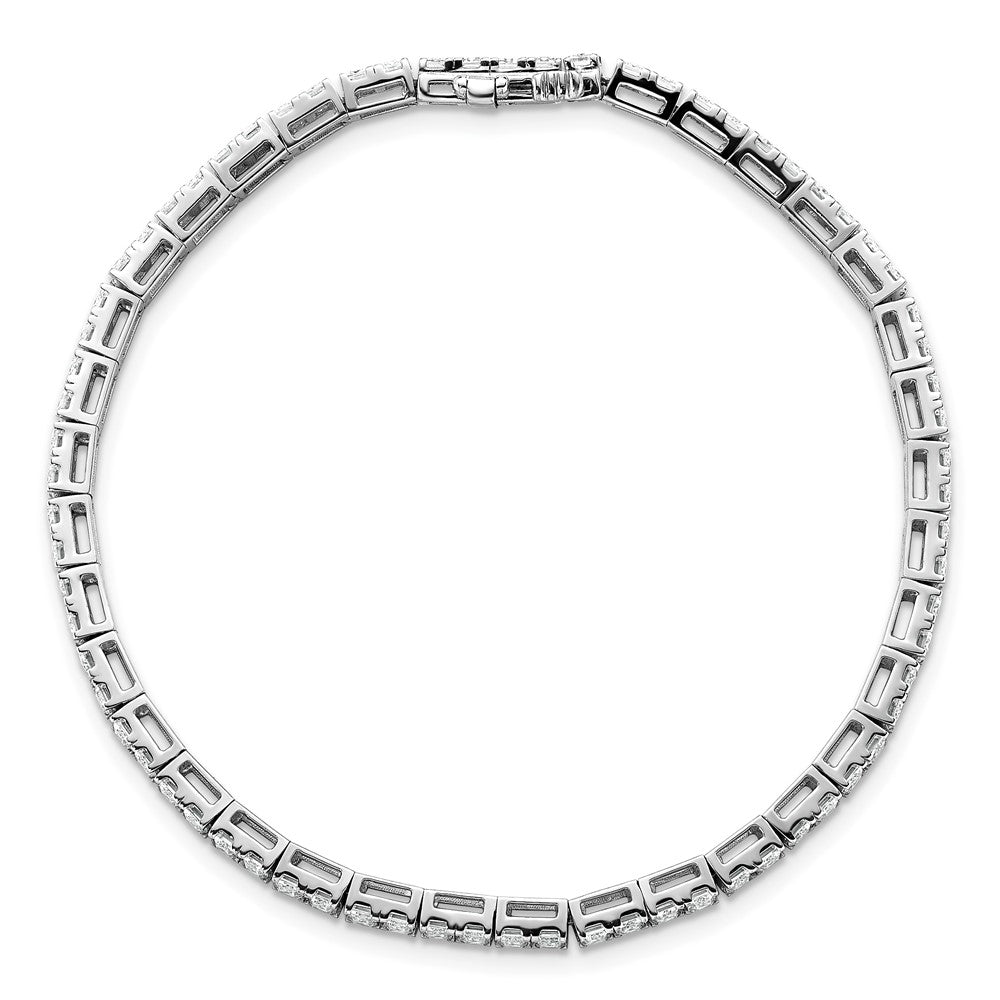 14K White Gold 7 Carat Lab Grown Diamond Vs/Si+ G+ Emerald Bezel Set Tennis Bracelet