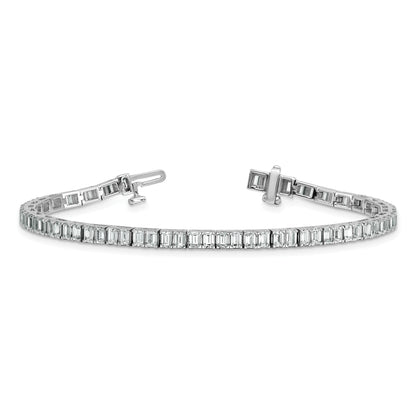 14K White Gold 7 Carat Certified Lab Grown Diamond Vs/Si+ G+ Emerald Bezel Set Tennis Bracelet