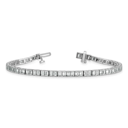 14K White Gold 7 Carat Lab Grown Diamond Vs/Si+ G+ Emerald Bezel Set Tennis Bracelet