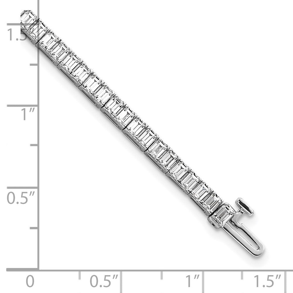 14K White Gold 7 Carat Lab Grown Diamond Vs/Si+ G+ Emerald Bezel Set Tennis Bracelet