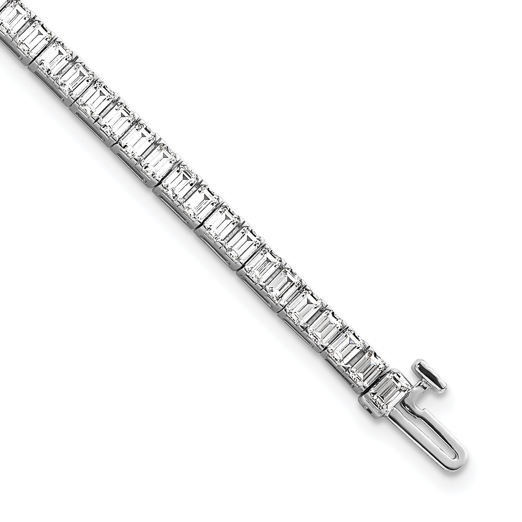 14K White Gold 7 Carat Certified Lab Grown Diamond Vs+ F+ Emerald Bezel Set Tennis Bracelet