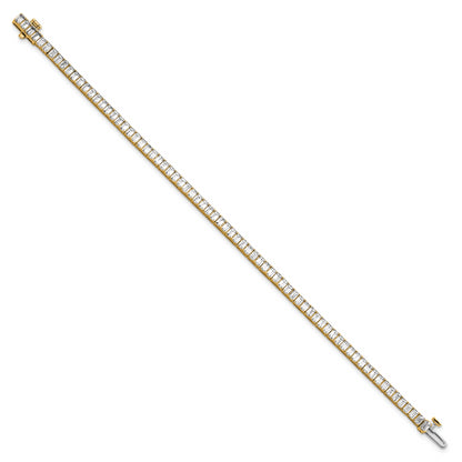 14K Yellow Gold 7 Carat Certified Lab Grown Diamond Vs/Si+ G+ Emerald Bezel Set Tennis Bracelet