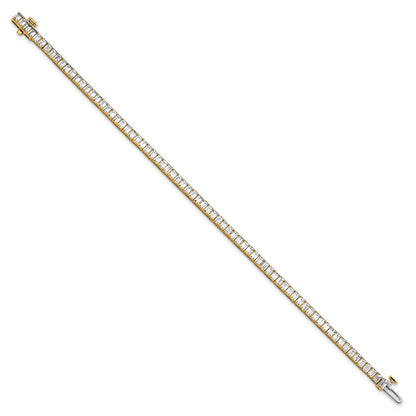 14K Yellow Gold 7 Carat Lab Grown Diamond Vs+ F+ Emerald Bezel Set Tennis Bracelet