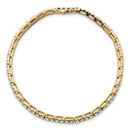14K Yellow Gold 7 Carat Lab Grown Diamond Vs+ F+ Emerald Bezel Set Tennis Bracelet