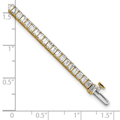 14K Yellow Gold 7 Carat Lab Grown Diamond Vs/Si+ G+ Emerald Bezel Set Tennis Bracelet