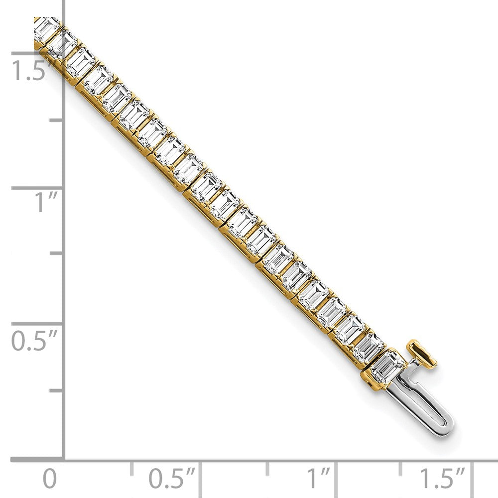 14K Yellow Gold 7 Carat Certified Lab Grown Diamond Vs+ F+ Emerald Bezel Set Tennis Bracelet
