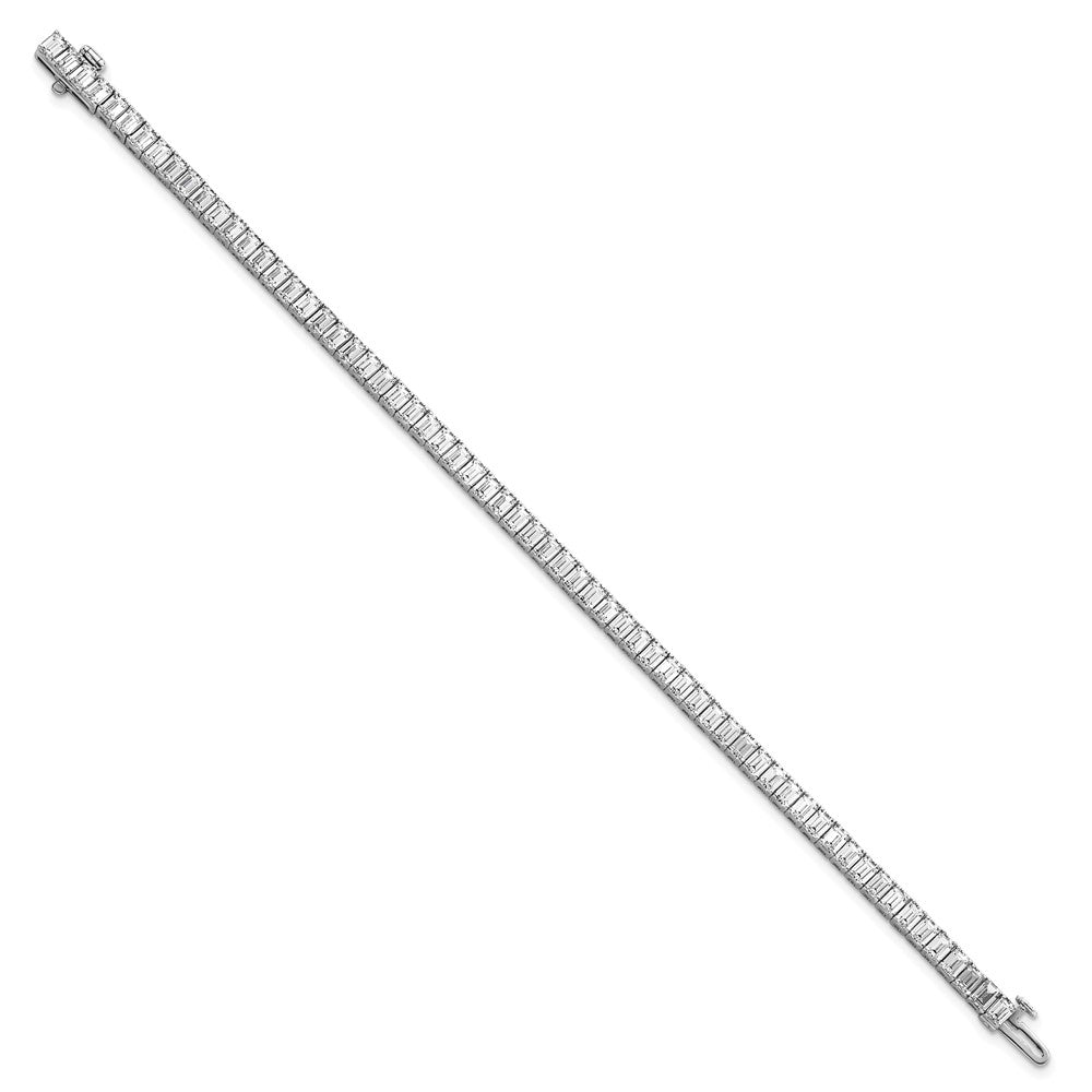 14K White Gold 10 Carat Certified Lab Grown Diamond Vs/Si+ G+ Emerald Bezel Set Tennis Bracelet