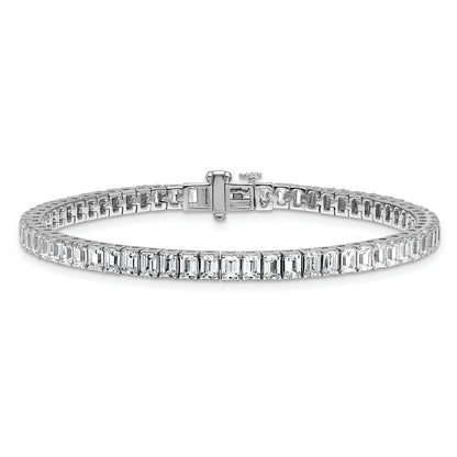 14K White Gold 10 Carat Lab Grown Diamond Vs+ F+ Emerald Bezel Set Tennis Bracelet