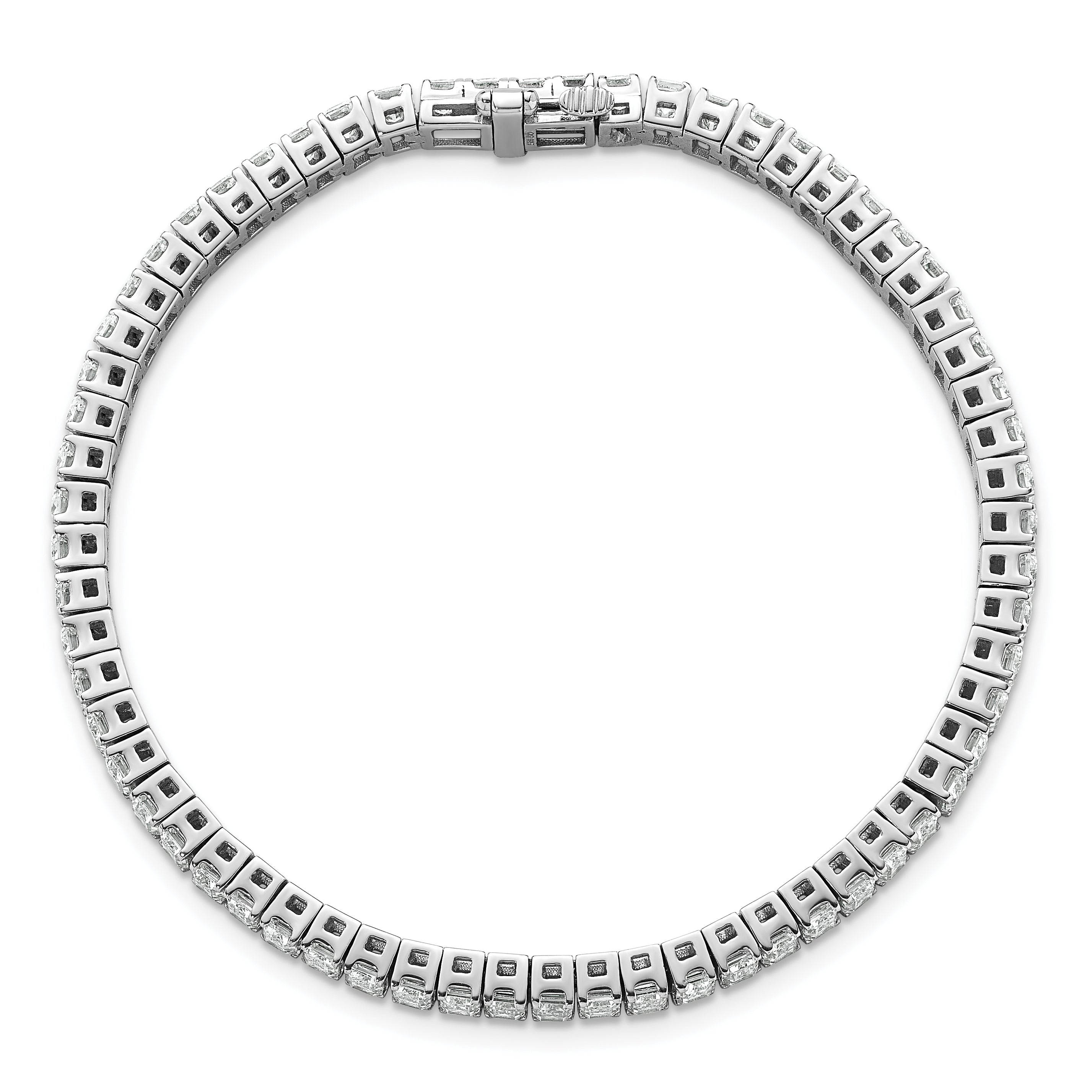 14K White Gold 10 Carat Lab Grown Diamond Vs+ F+ Emerald Bezel Set Tennis Bracelet