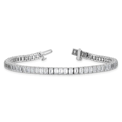 14K White Gold 10 Carat Lab Grown Diamond Vs+ F+ Emerald Bezel Set Tennis Bracelet