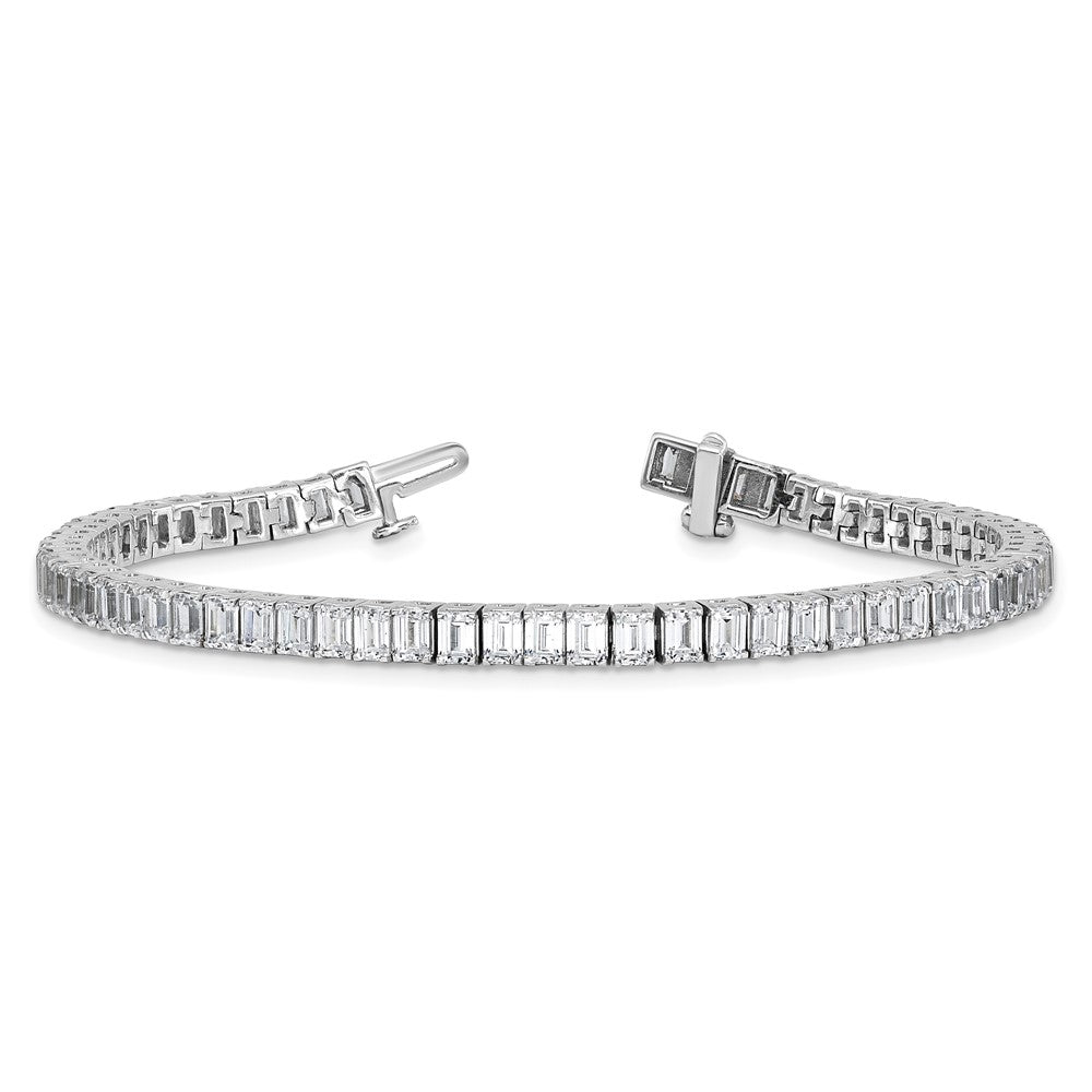 14K White Gold 10 Carat Lab Grown Diamond Vs/Si+ G+ Emerald Bezel Set Tennis Bracelet