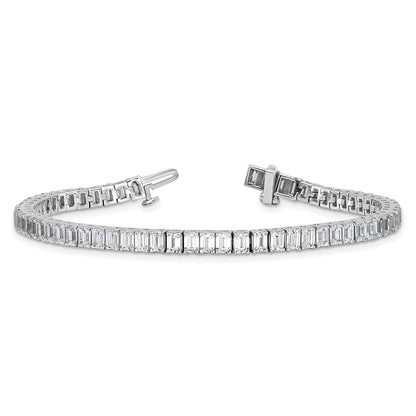 14K White Gold 10 Carat Certified Lab Grown Diamond Vs/Si+ G+ Emerald Bezel Set Tennis Bracelet