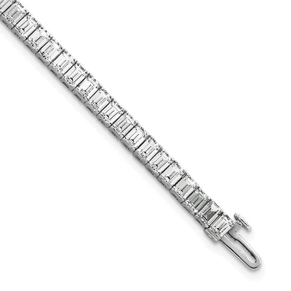 14K White Gold 10 Carat Lab Grown Diamond Vs+ F+ Emerald Bezel Set Tennis Bracelet