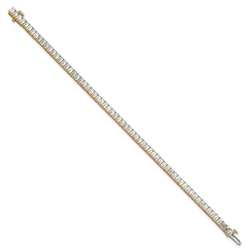 14K Yellow Gold 10 Carat Certified Lab Grown Diamond Vs+ F+ Emerald Bezel Set Tennis Bracelet