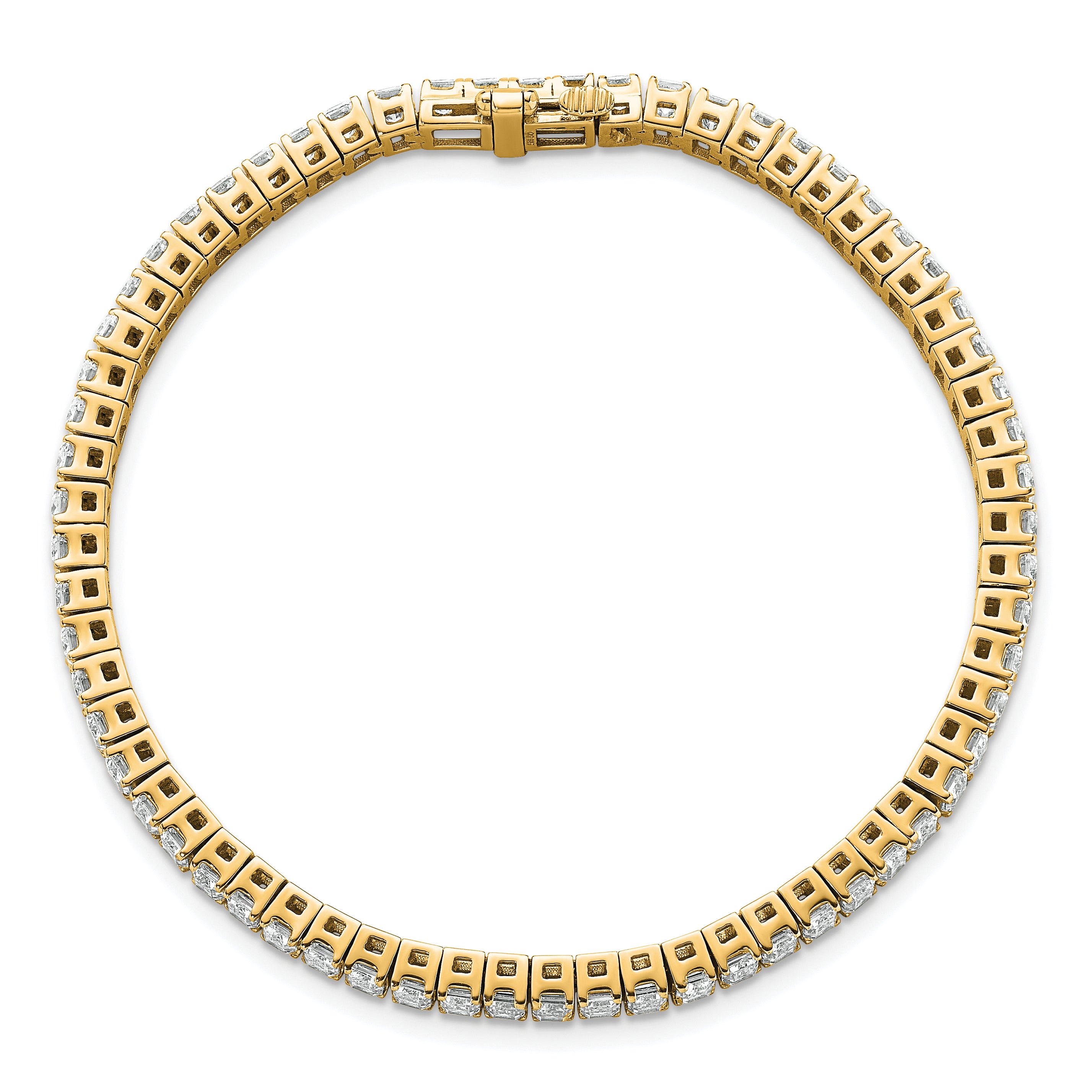 14K Yellow Gold 10 Carat Certified Lab Grown Diamond Vs/Si+ G+ Emerald Bezel Set Tennis Bracelet