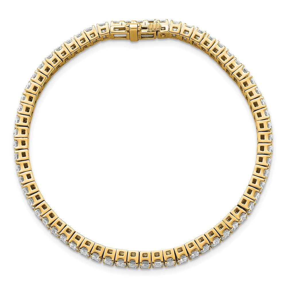 14K Yellow Gold 10 Carat Lab Grown Diamond Vs+ F+ Emerald Bezel Set Tennis Bracelet