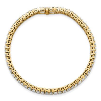 14K Yellow Gold 10 Carat Lab Grown Diamond Vs+ F+ Emerald Bezel Set Tennis Bracelet