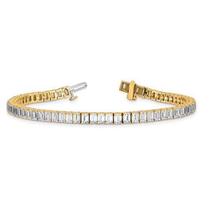 14K Yellow Gold 10 Carat Certified Lab Grown Diamond Vs/Si+ G+ Emerald Bezel Set Tennis Bracelet