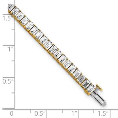 14K Yellow Gold 10 Carat Lab Grown Diamond Vs/Si+ G+ Emerald Bezel Set Tennis Bracelet