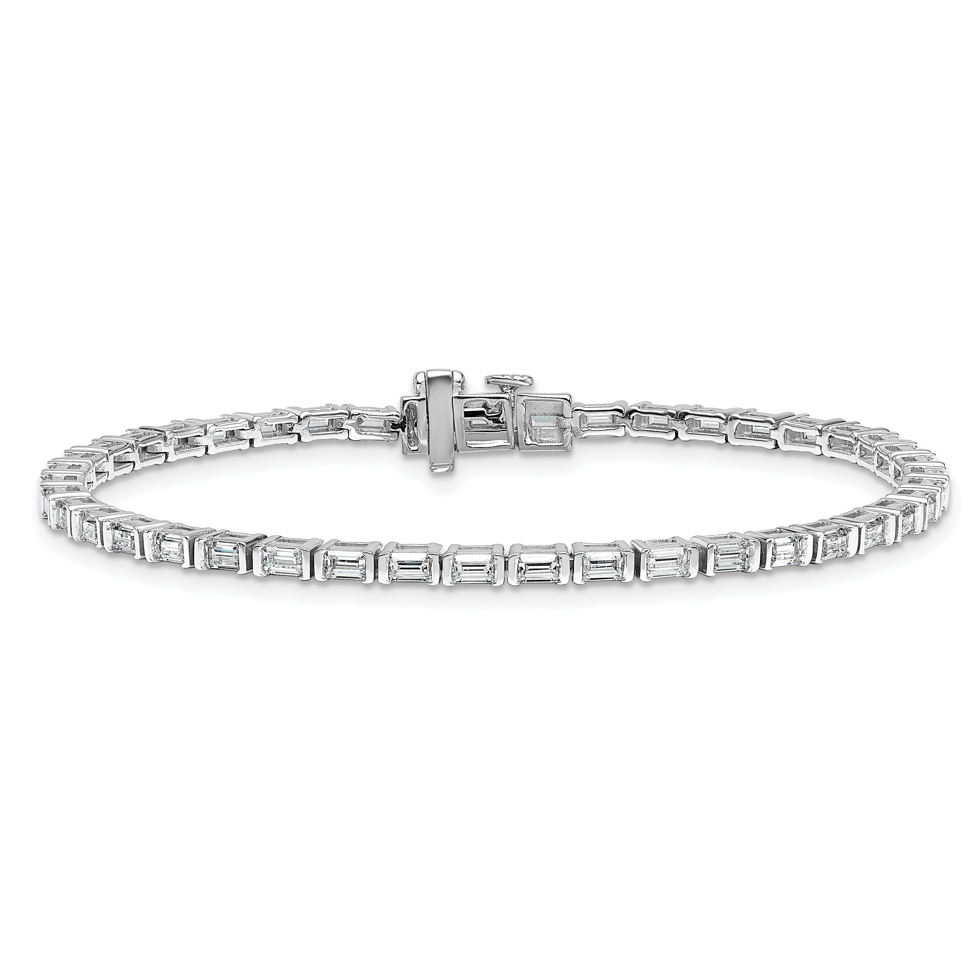 14K White Gold 4Ctw Vs+ F+ Lab Grown Emerald Diamond Tennis Bracelet