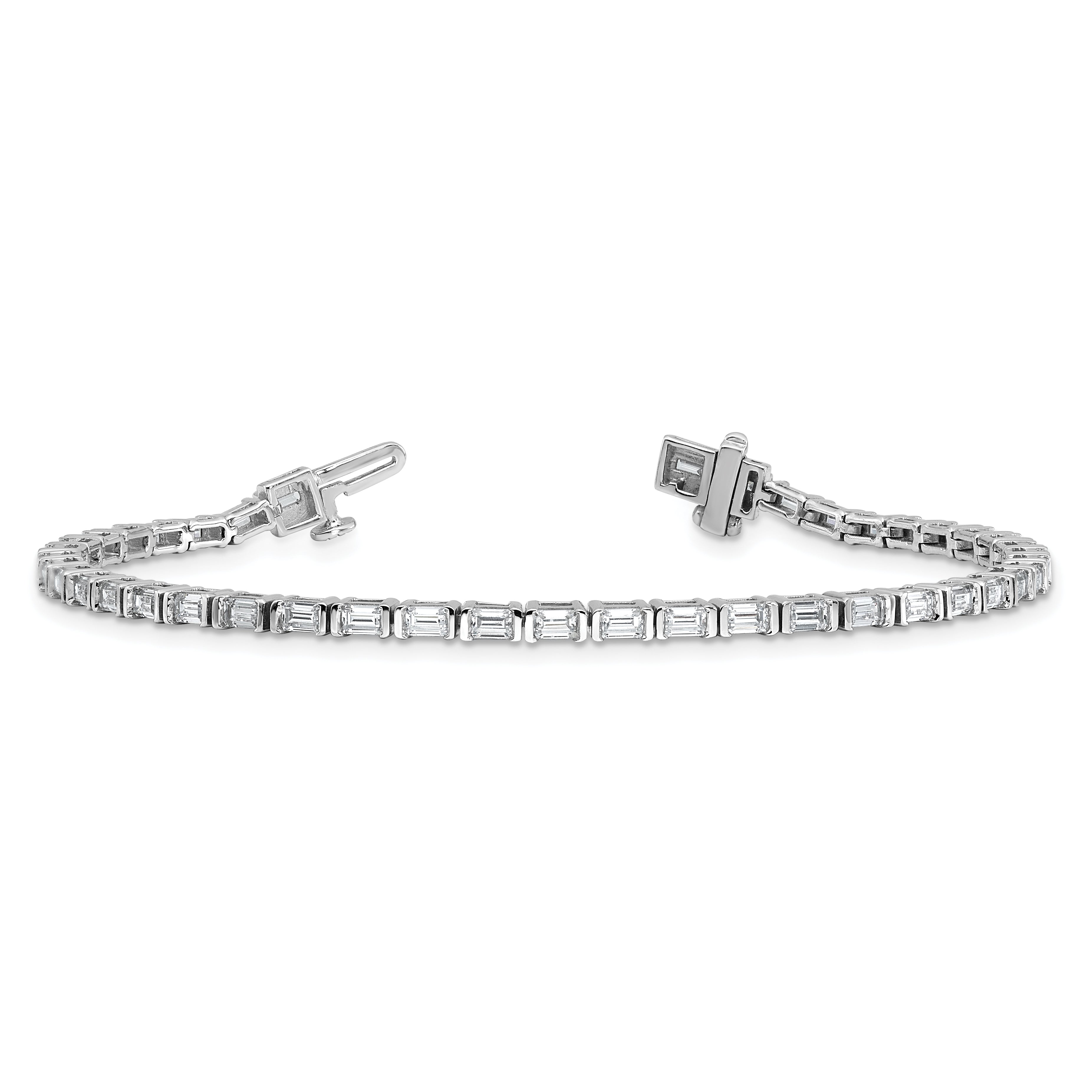 14K White Gold 4Ctw Vs+ F+ Lab Grown Emerald Diamond Tennis Bracelet