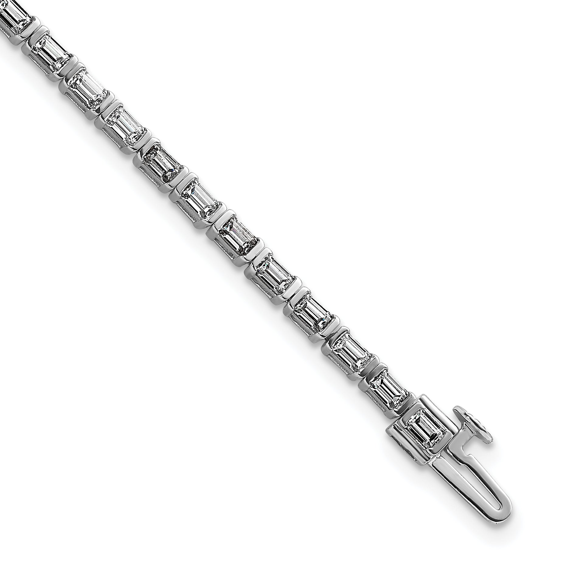 14K White Gold 4Ctw Vs+ F+ Lab Grown Emerald Diamond Tennis Bracelet