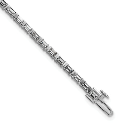 14K White Gold 4Ctw Vs+ F+ Lab Grown Emerald Diamond Tennis Bracelet