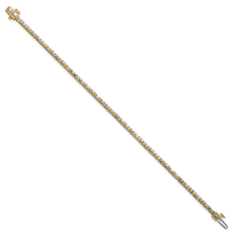 14K Yellow Gold 4Ctw Vs+ F+ Lab Grown Emerald Diamond Tennis Bracelet