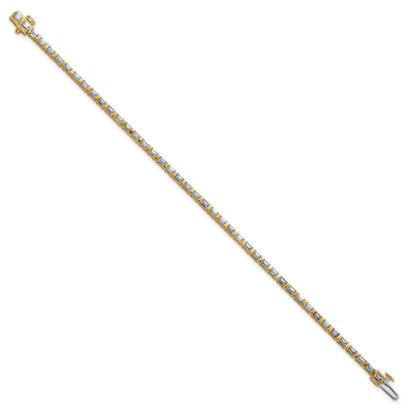 14K Yellow Gold 4Ctw Vs+ F+ Lab Grown Emerald Diamond Tennis Bracelet