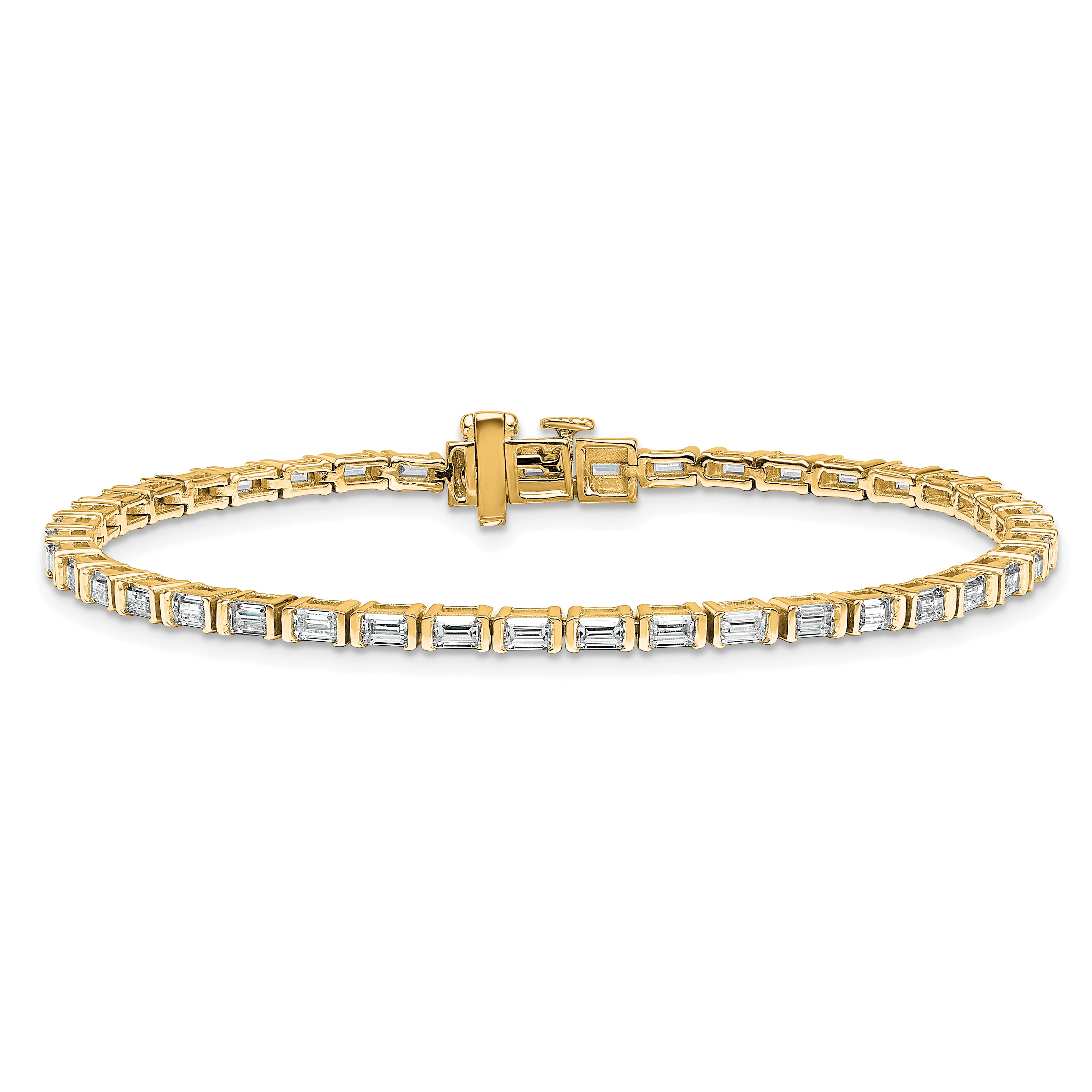 14K Yellow Gold 4Ctw Vs Def Lab Grown Emerald Diamond Cert Tennis Bracelet
